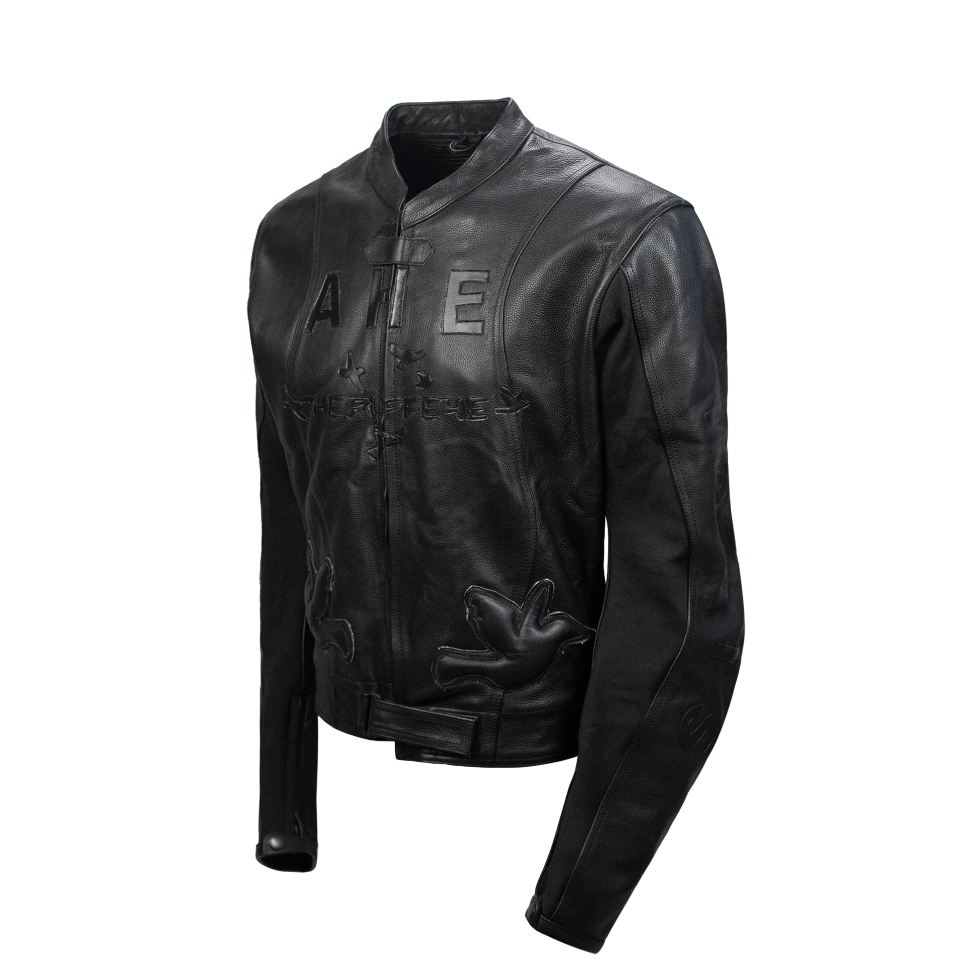 LADERA HEIGHTS LEATHER BIKER JACKET IN BLACK