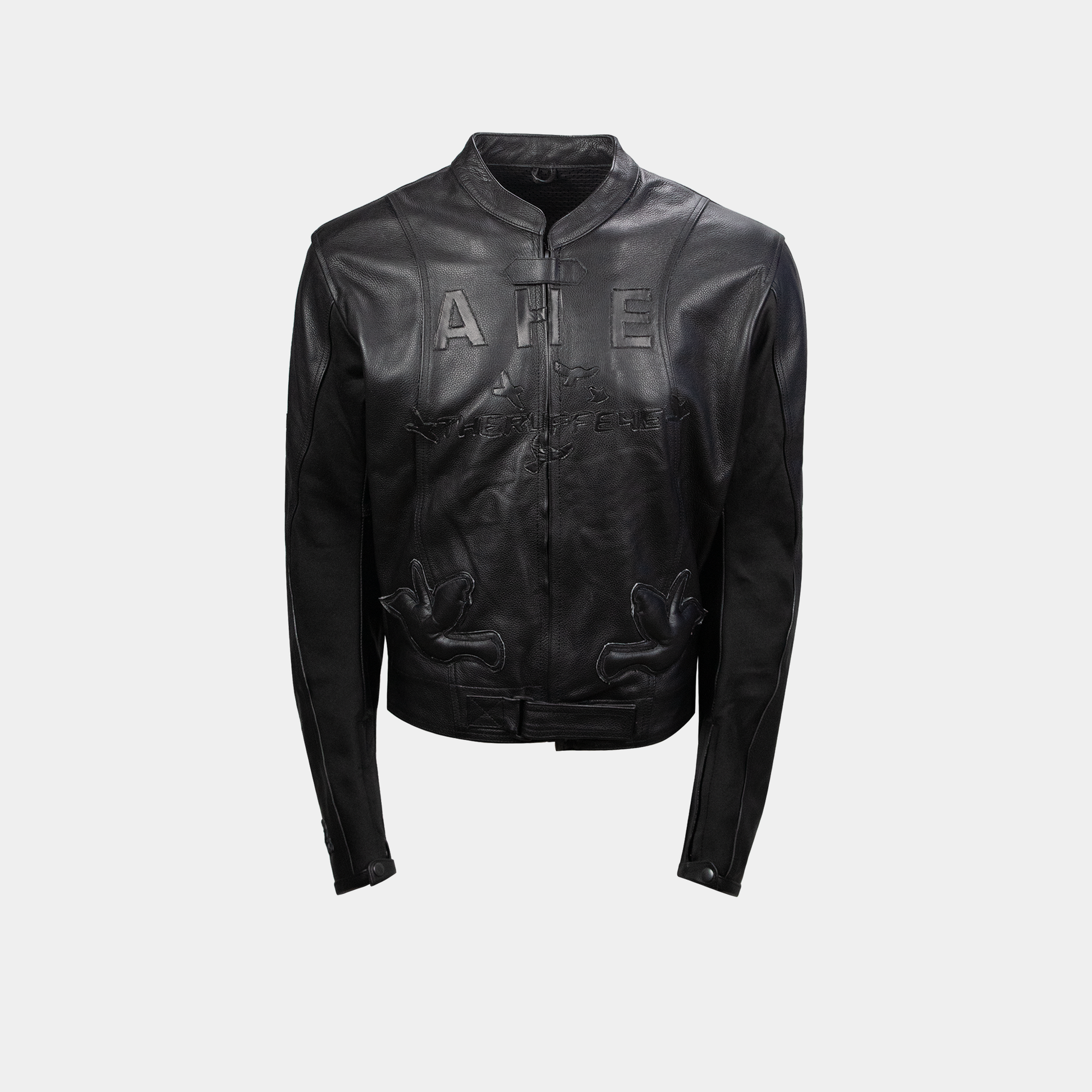 LADERA HEIGHTS LEATHER BIKER JACKET IN BLACK