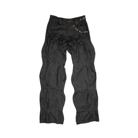 WAVY BAGGY  PINCHED JEANS IN BLACK