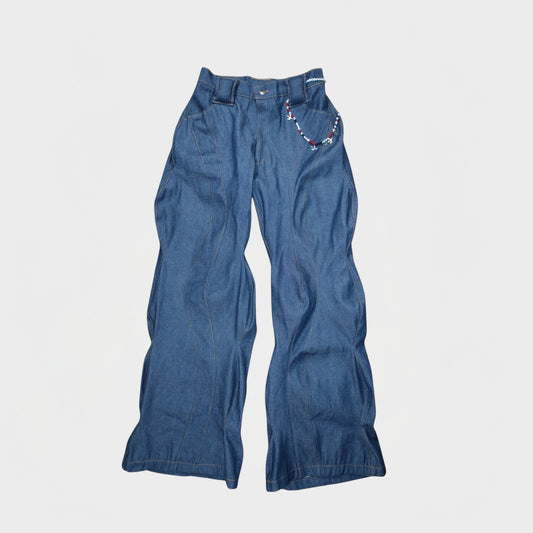 WAVY BAGGY PINCHED JEANS IN BLUE
