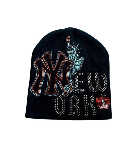 NY Black Rhinestone Beanie