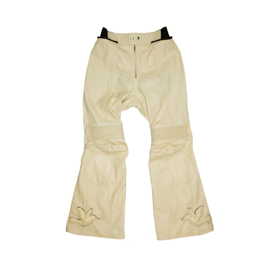 LADERA  HEIGHTS LEATHER BIKER PANTS IN IVORY