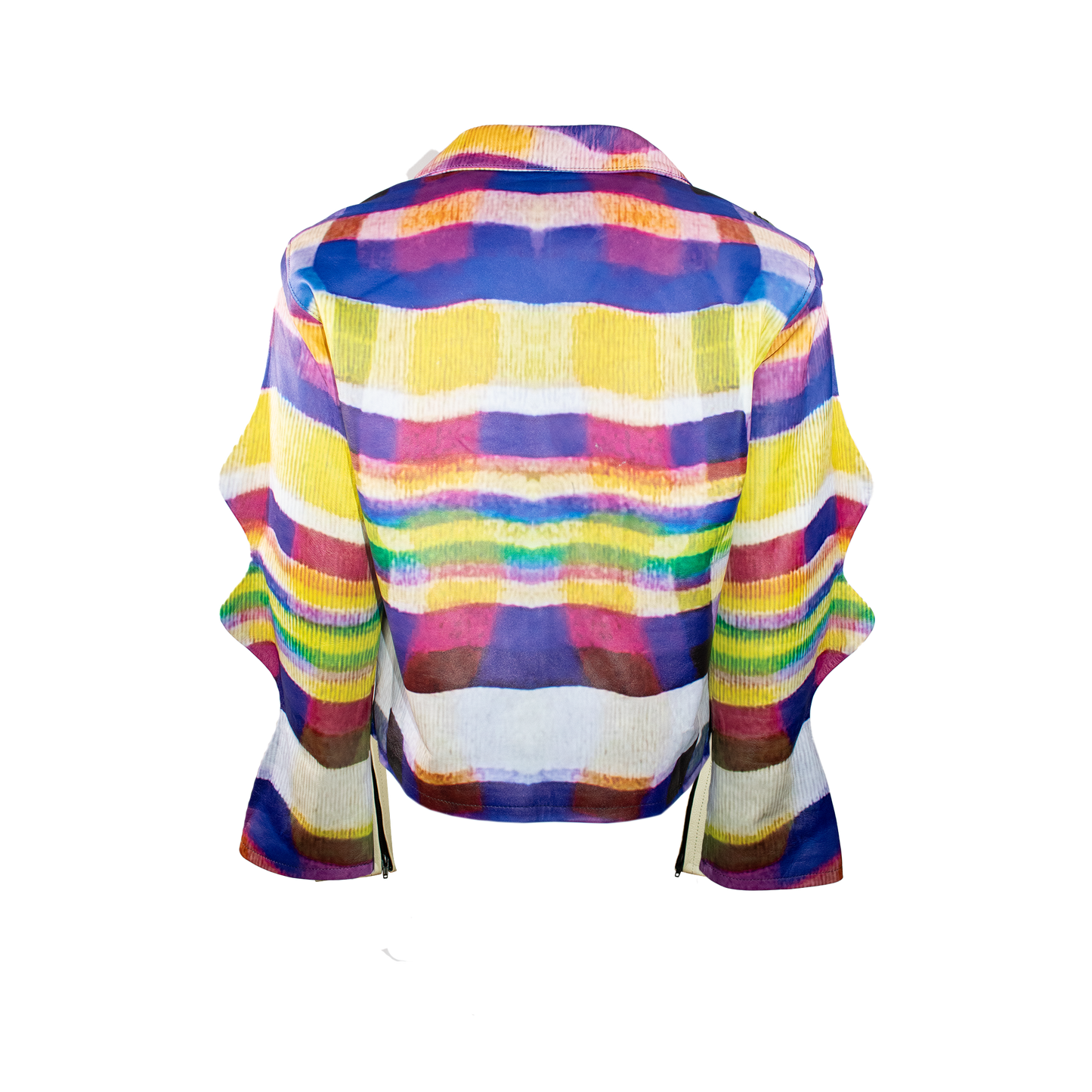 WAVY FLANNEL PRINTED PIXELATED  LEATHER  SHIRT