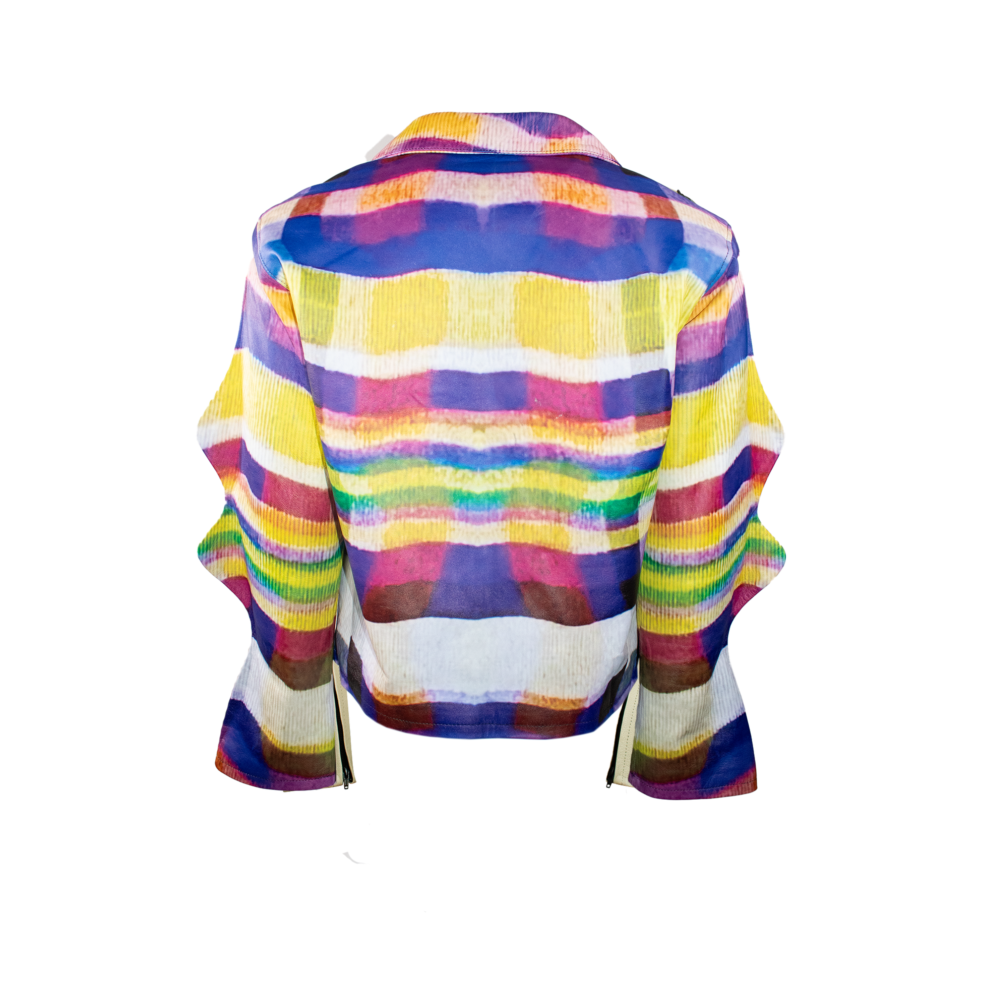 WAVY FLANNEL PRINTED PIXELATED  LEATHER  SHIRT