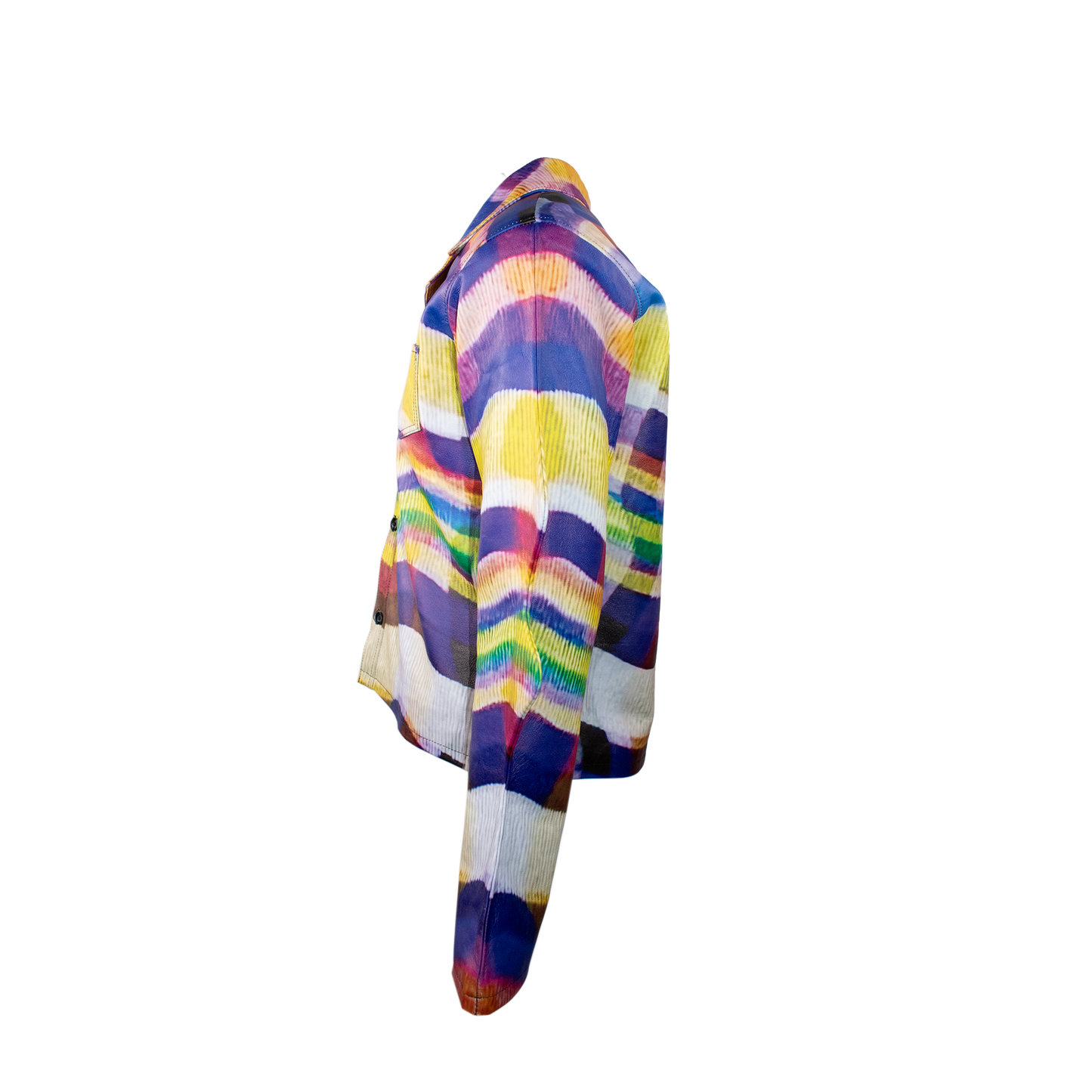 WAVY FLANNEL PRINTED PIXELATED  LEATHER  SHIRT